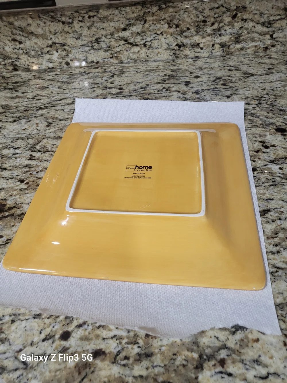 JCPenney Home Collection Marygold Square Dinner Plates Set of 3 Yellow 10.5